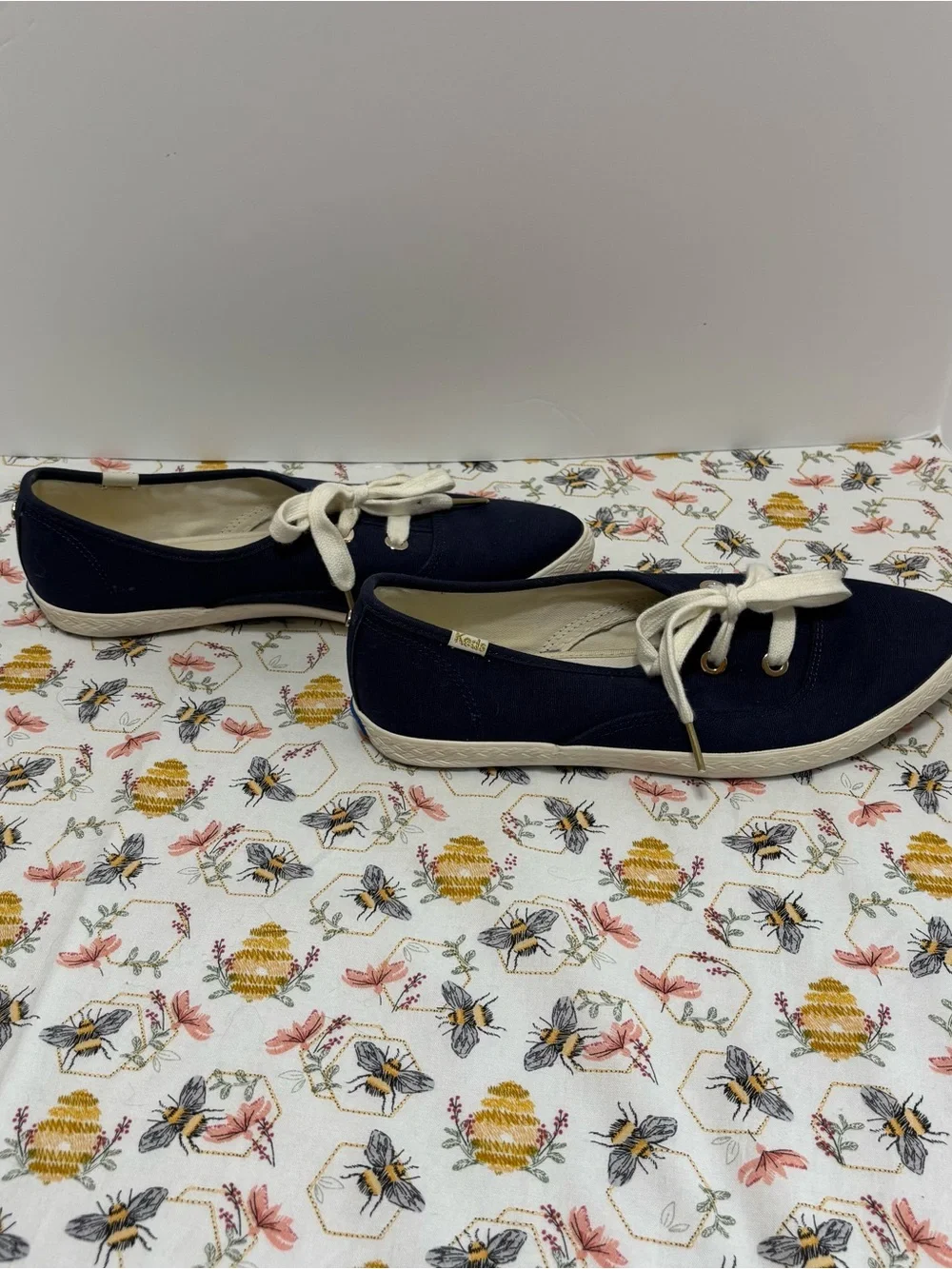 kate spade collaboration with Keds Navy Canvas Sneakers with Cream Accents